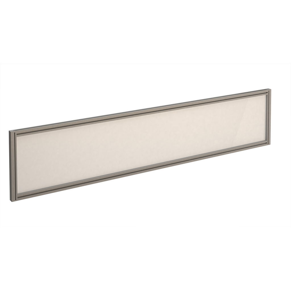 Picture of Straight glazed desktop screen 1800mm x 380mm - polar white with silver aluminium frame