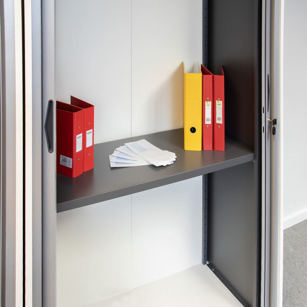 Picture of Plain steel shelf internal fitment for systems storage - graphite grey