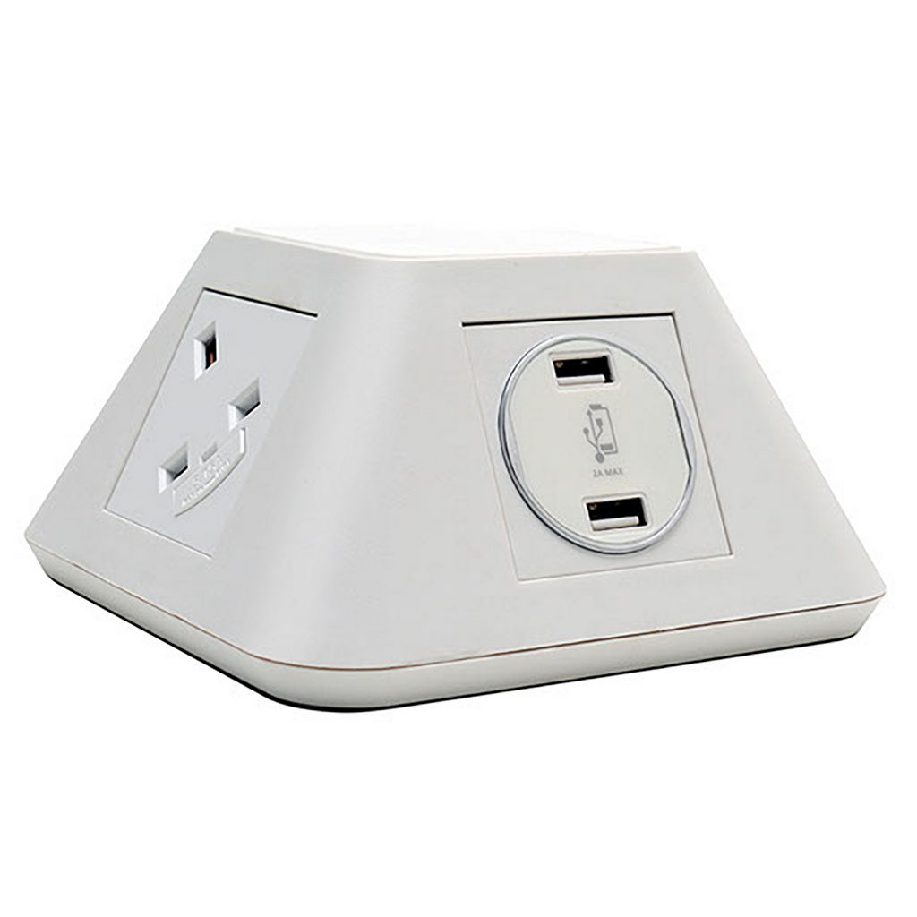 Picture of Inca on-surface power module 2 x UK sockets, 2 x twin USB fast charge - white