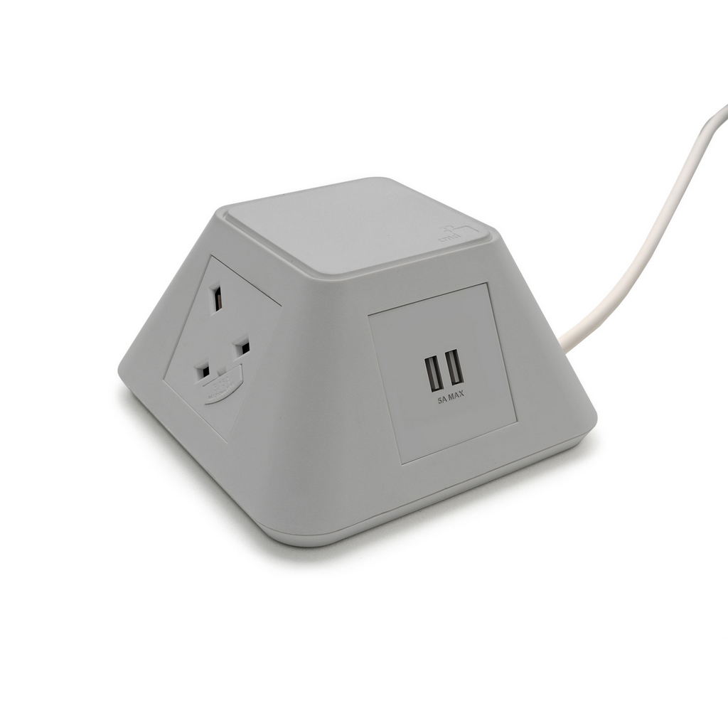Picture of Inca free-standing power module 2 x UK sockets, 2 x twin USB fast charge - grey