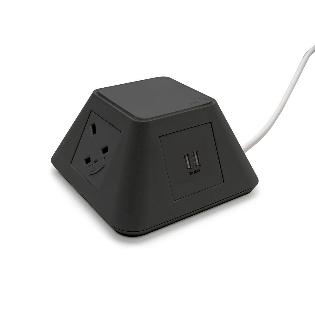 Picture of Inca free-standing power module 2 x UK sockets, 2 x twin USB fast charge - black