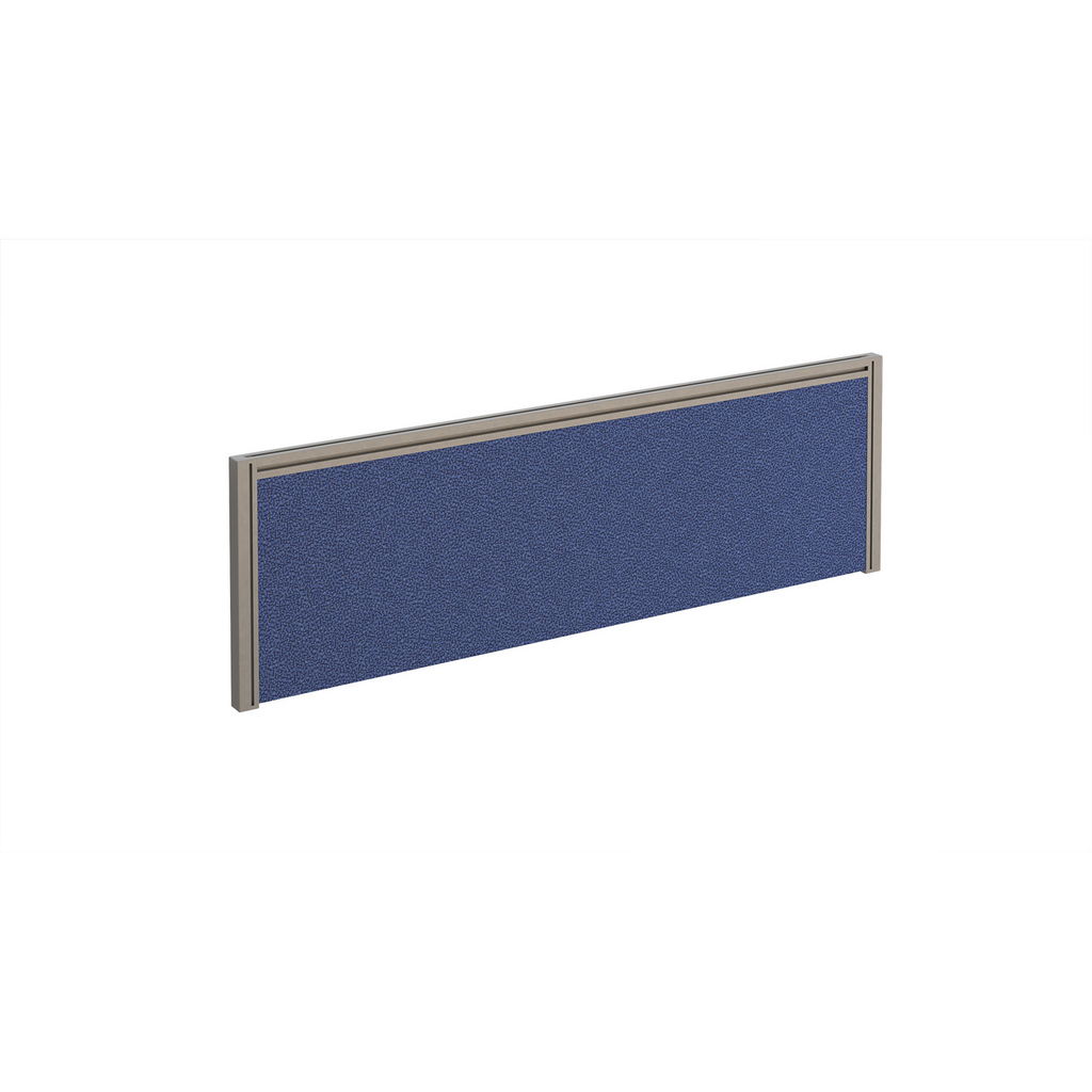 Picture of Straight fabric desktop screen 1200mm x 380mm - blue fabric with silver aluminium frame