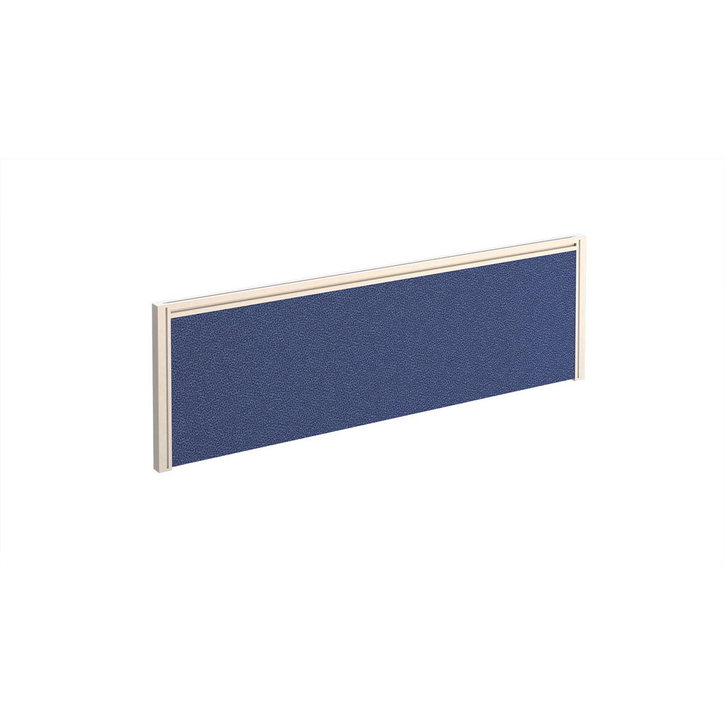 Picture of Straight fabric desktop screen 1200mm x 380mm - blue fabric with white aluminium frame