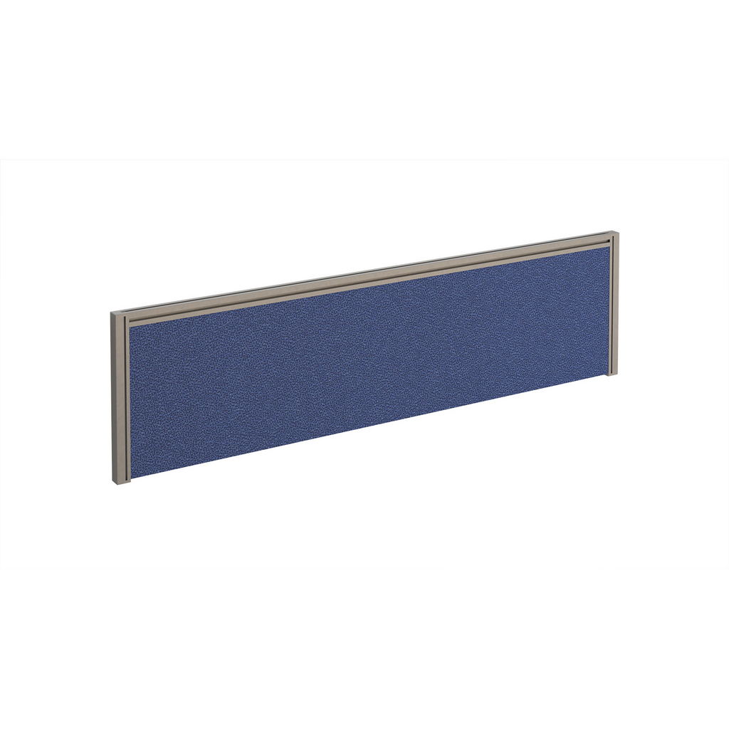 Picture of Straight fabric desktop screen 1400mm x 380mm - blue fabric with silver aluminium frame