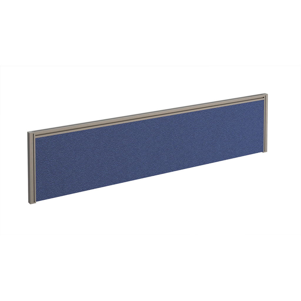 Picture of Straight fabric desktop screen 1600mm x 380mm - blue fabric with silver aluminium frame