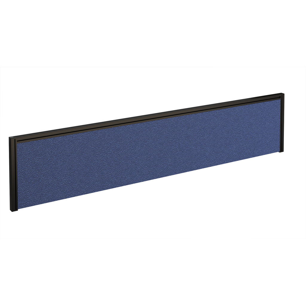 Picture of Straight fabric desktop screen 1800mm x 380mm - blue fabric with black aluminium frame