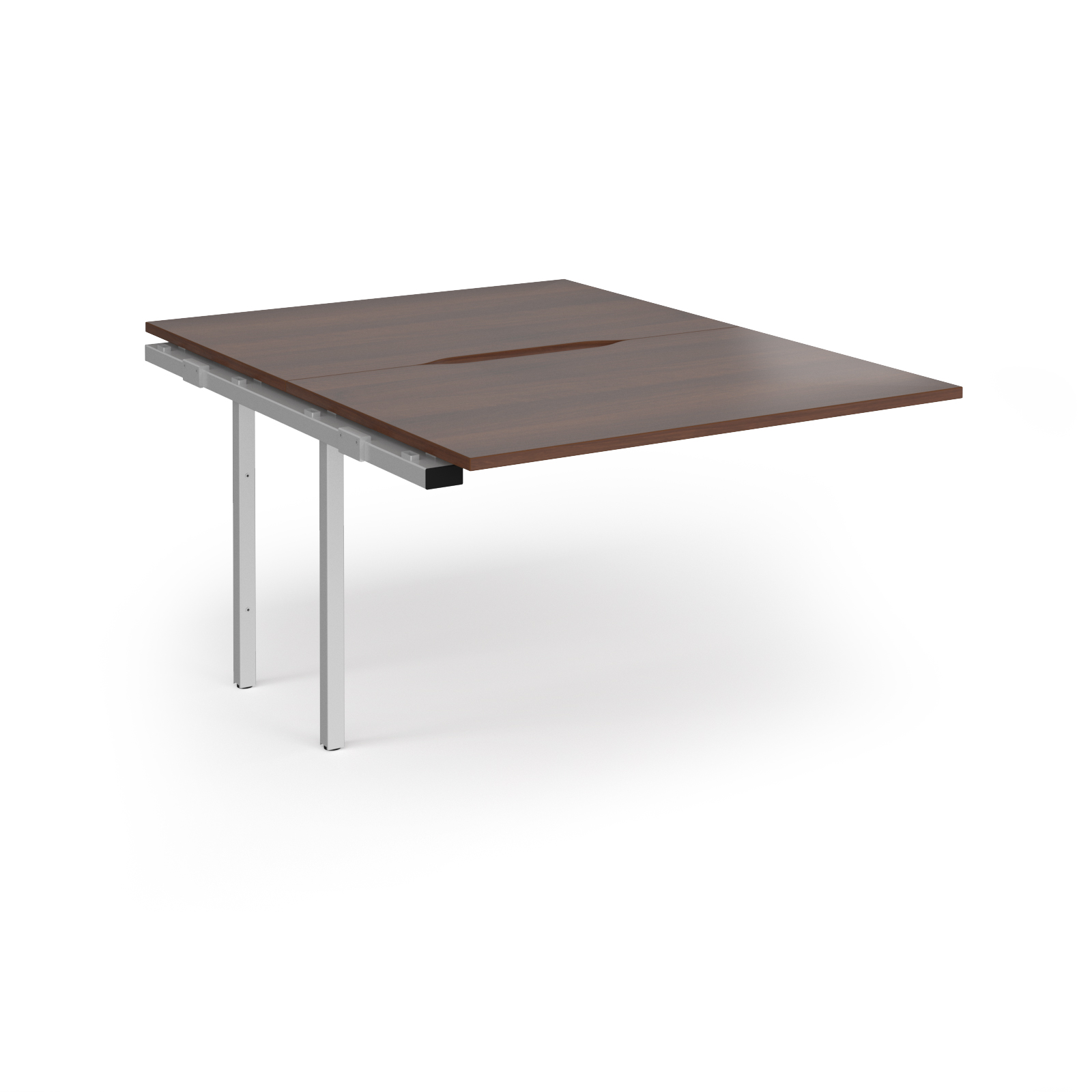 Picture of Connex Angled 1200 x 1600 x 725mm Back to Back Add On Bay - Silver Frame / Walnut Top