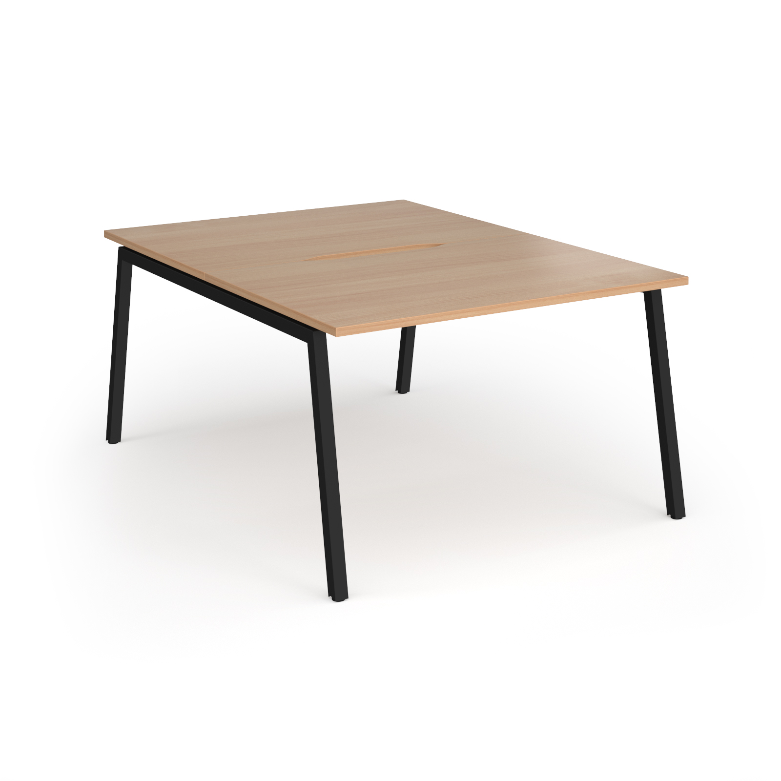 Picture of Connex Angled 1200 x 1600 x 725mm Back to Back Desk ( 2 x 1200mm ) - Black Frame / Beech Top
