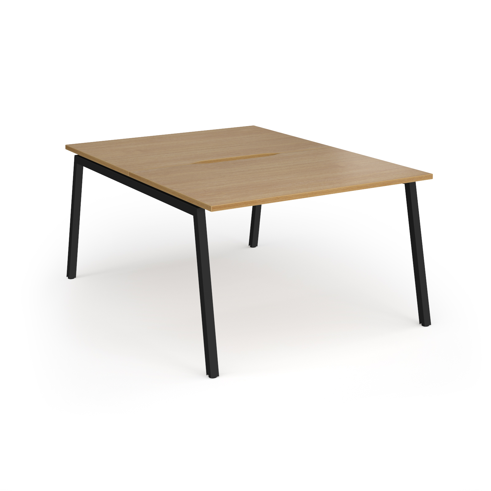 Picture of Connex Angled 1200 x 1600 x 725mm Back to Back Desk ( 2 x 1200mm ) - Black Frame / Oak Top