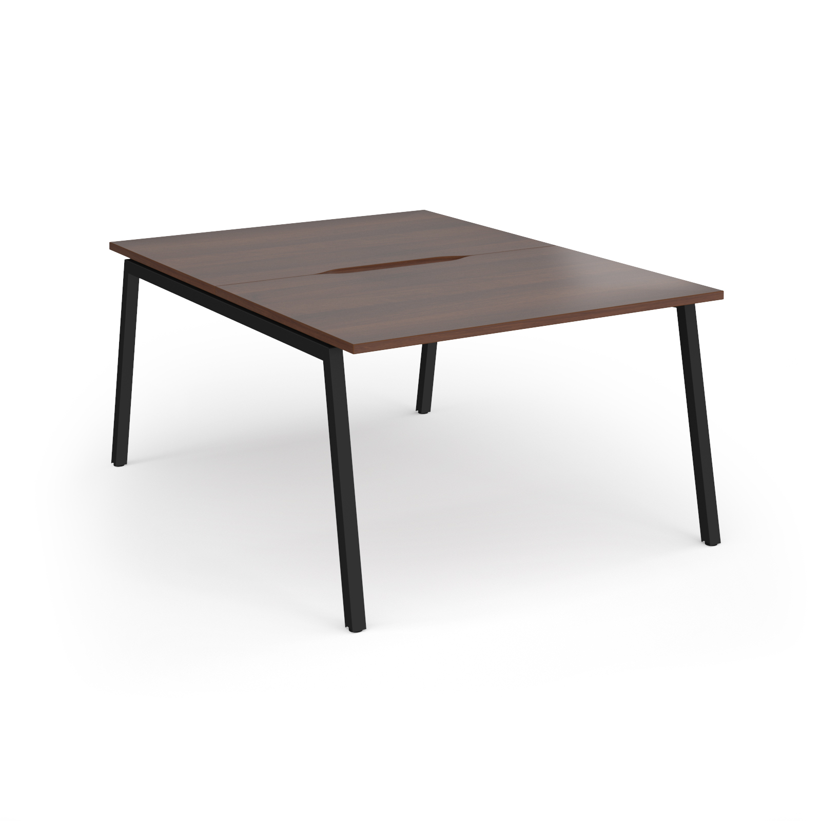 Picture of Connex Angled 1200 x 1600 x 725mm Back to Back Desk ( 2 x 1200mm ) - Black Frame / Walnut Top