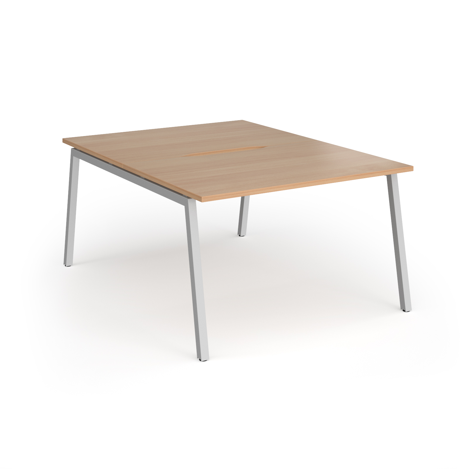Picture of Connex Angled 1200 x 1600 x 725mm Back to Back Desk ( 2 x 1200mm ) - Silver Frame / Beech Top