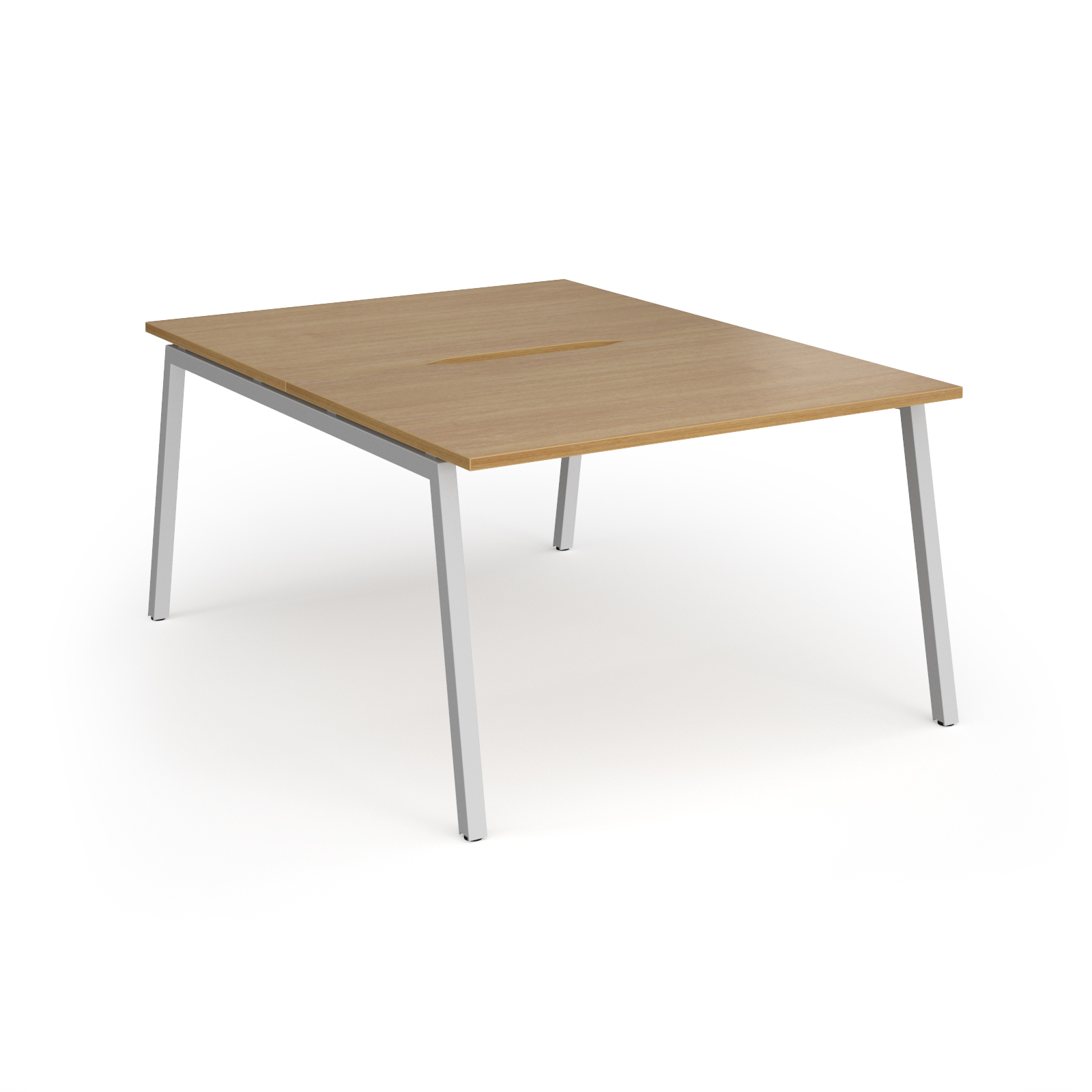 Picture of Connex Angled 1200 x 1600 x 725mm Back to Back Desk ( 2 x 1200mm ) - Silver Frame / Oak Top
