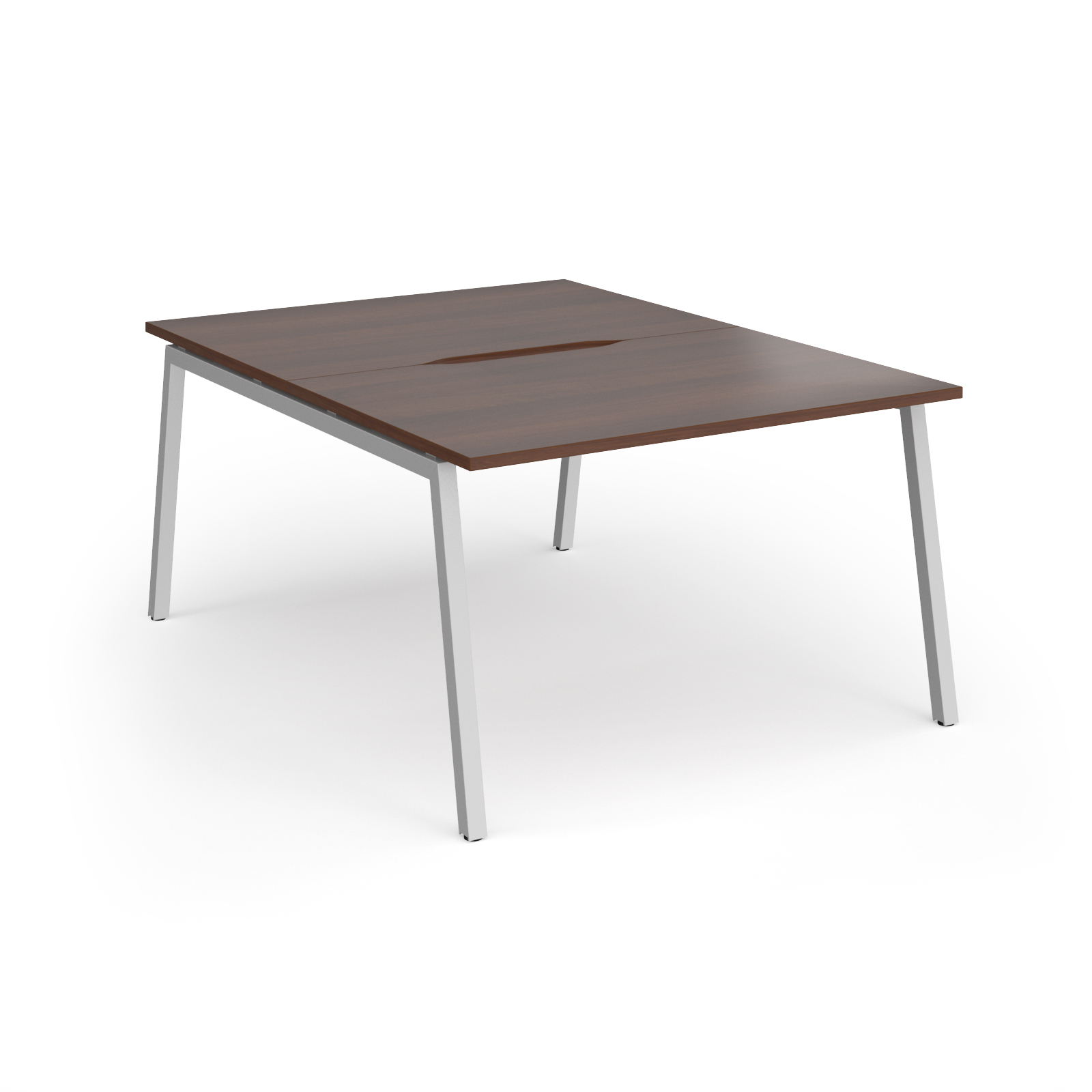 Picture of Connex Angled 1200 x 1600 x 725mm Back to Back Desk ( 2 x 1200mm ) - Silver Frame / Walnut Top