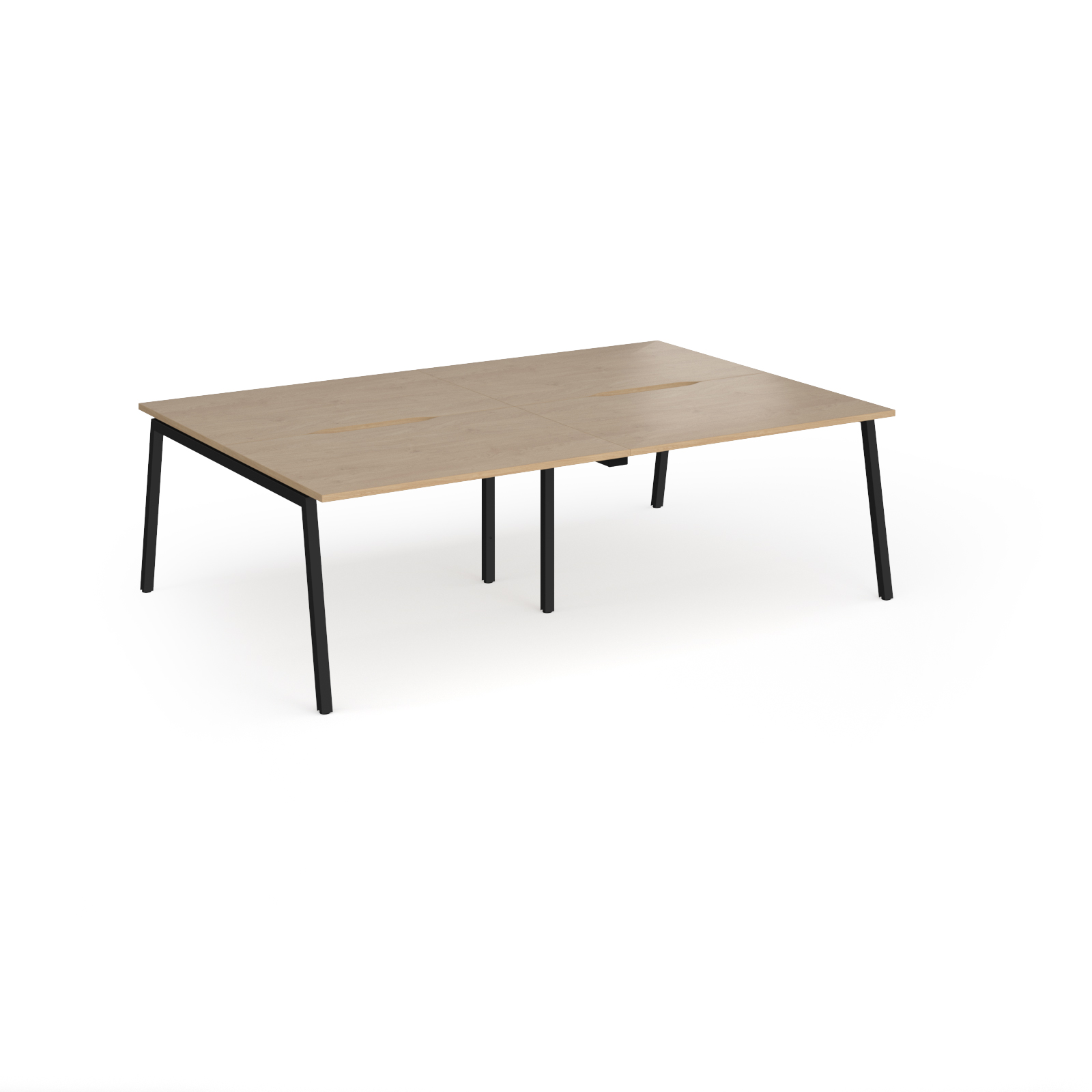 Picture of Connex Angled 2400 x 1600 x 725mm Back to Back Desk ( 4 x 1200mm ) - Black Frame / Kendal Oak Top