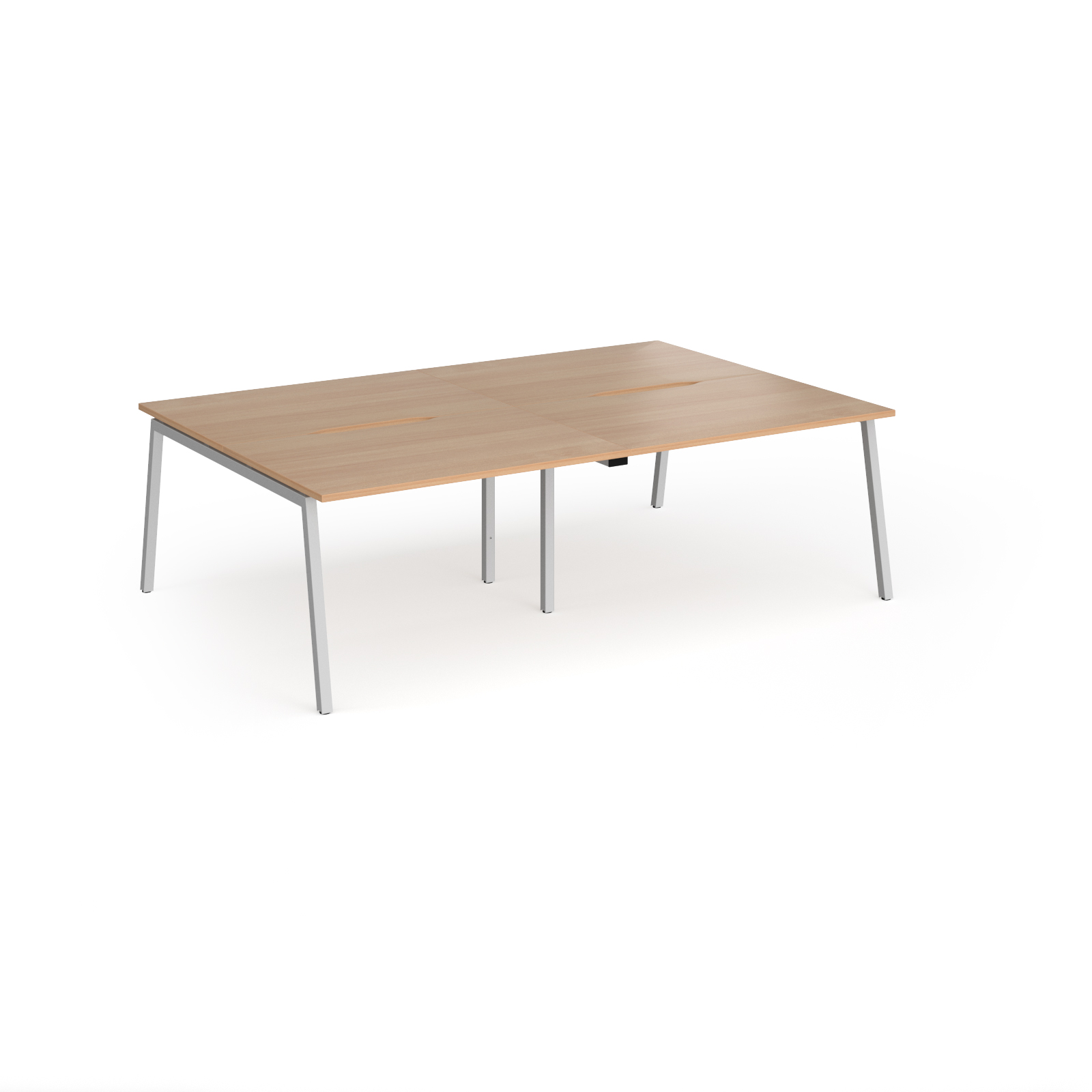 Picture of Connex Angled 2400 x 1600 x 725mm Back to Back Desk ( 4 x 1200mm ) - Silver Frame / Beech Top
