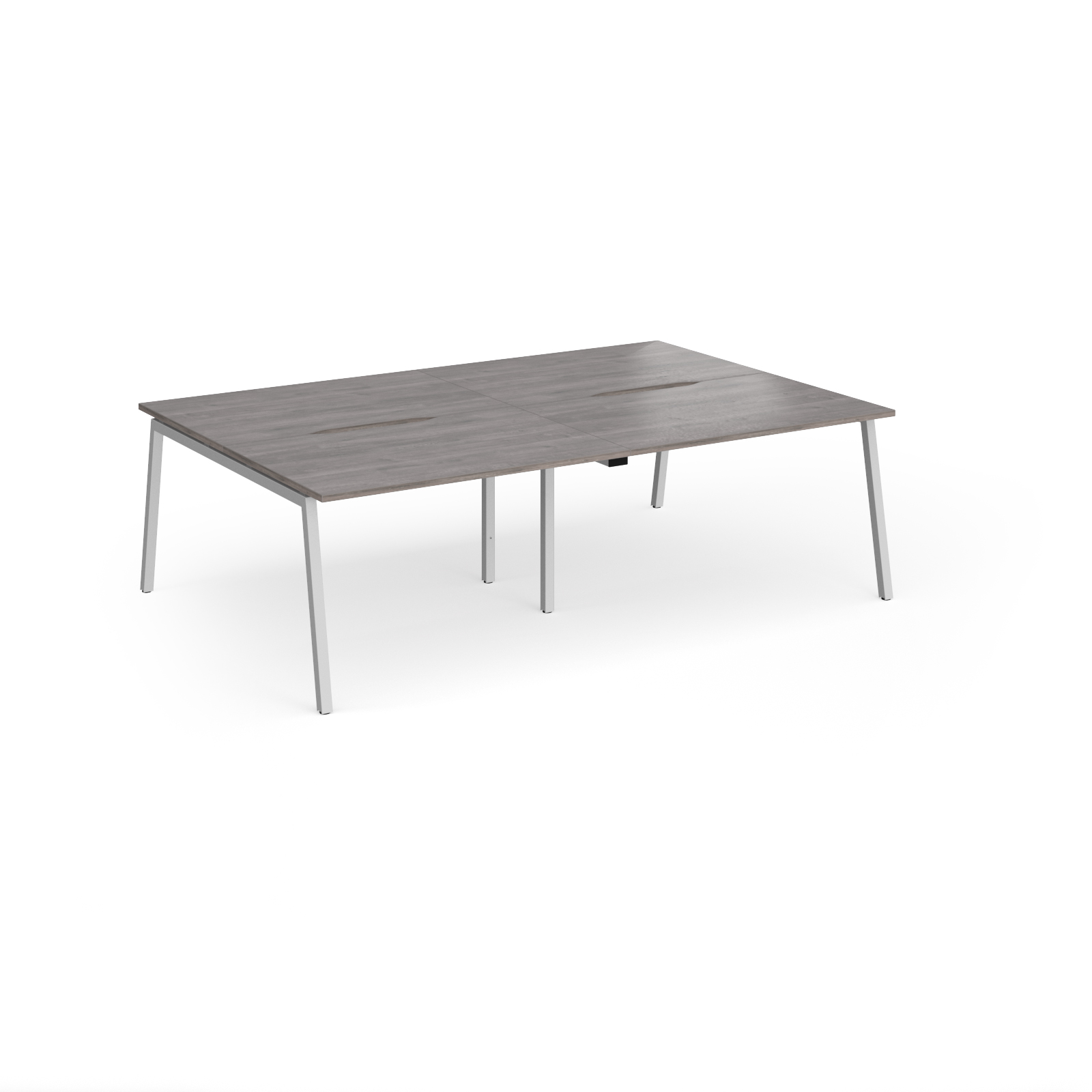 Picture of Connex Angled 2400 x 1600 x 725mm Back to Back Desk ( 4 x 1200mm ) - Silver Frame / Grey Oak Top