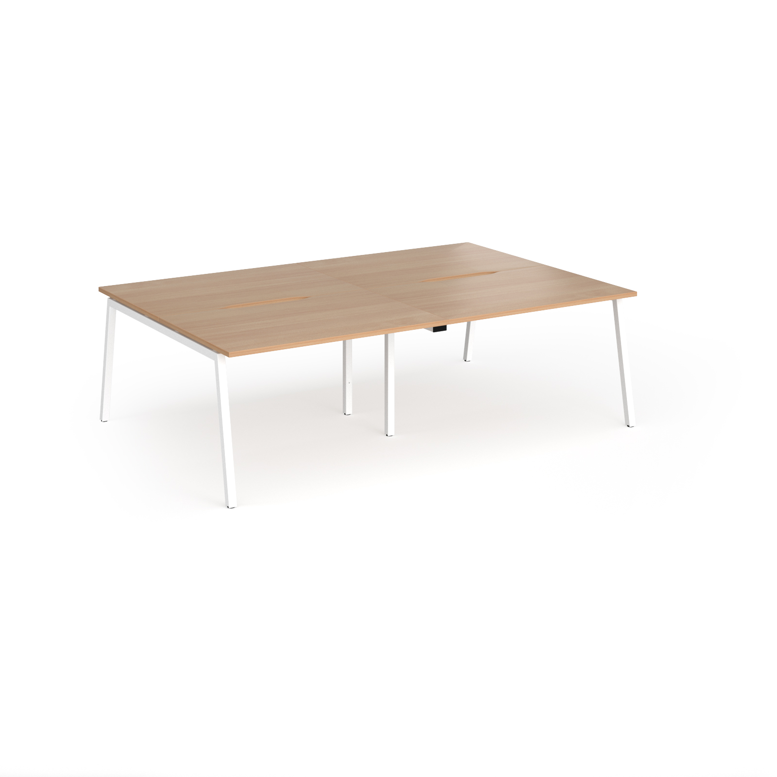 Picture of Connex Angled 2400 x 1600 x 725mm Back to Back Desk ( 4 x 1200mm ) - White Frame / Beech Top