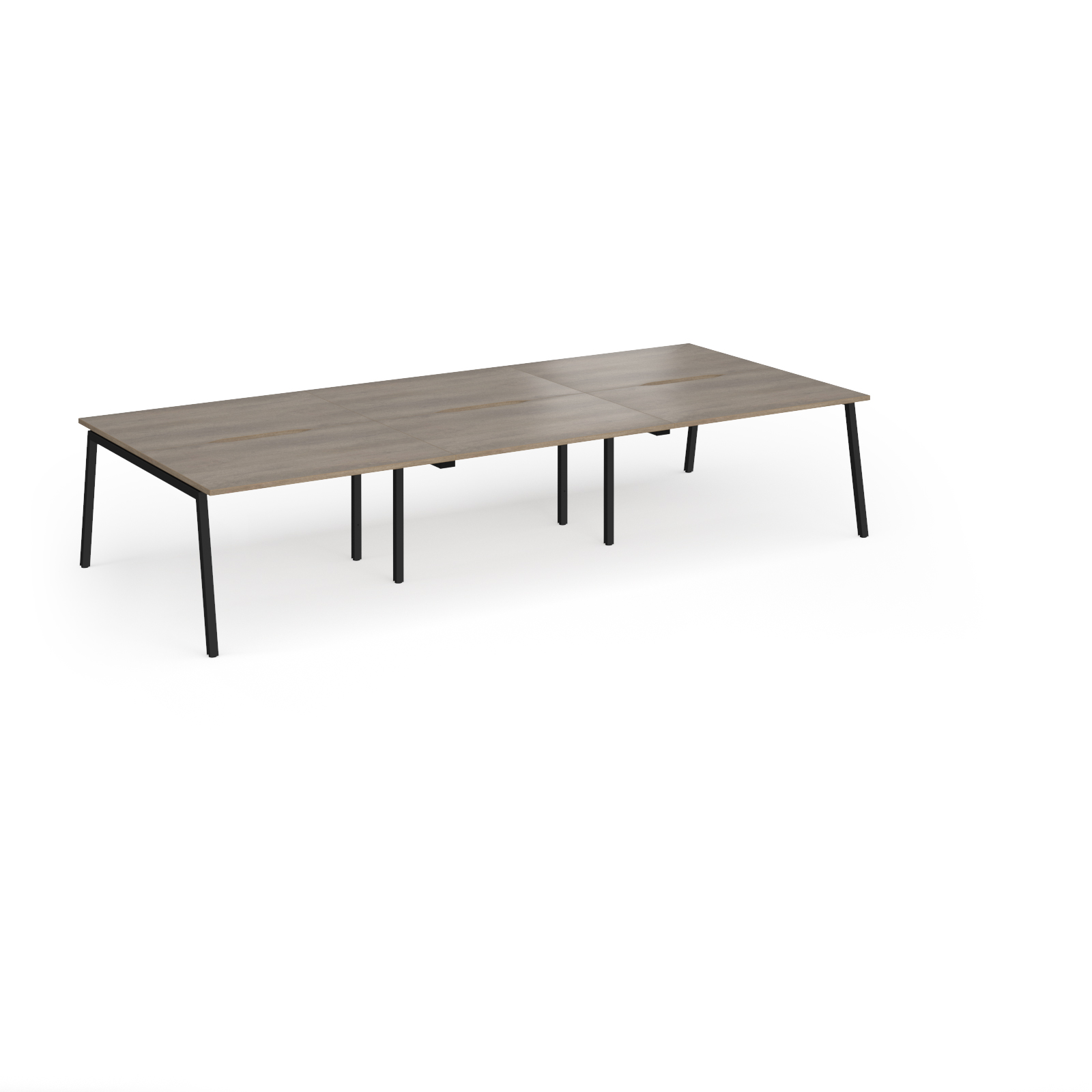Picture of Connex Angled 3600 x 1600 x 725mm Back to Back Desk ( 6 x 1200mm ) - Black Frame / Nebraska Oak Top