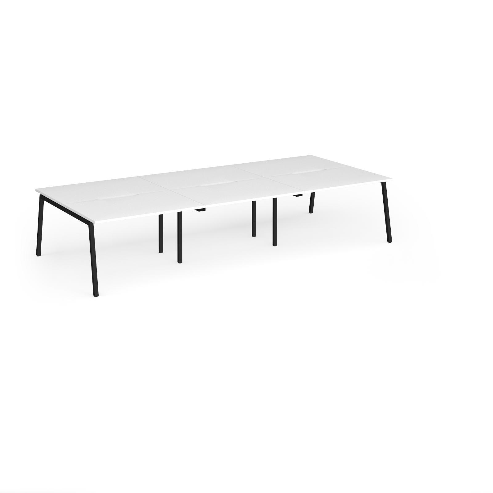 Picture of Connex Angled 3600 x 1600 x 725mm Back to Back Desk ( 6 x 1200mm ) - Black Frame / White Top