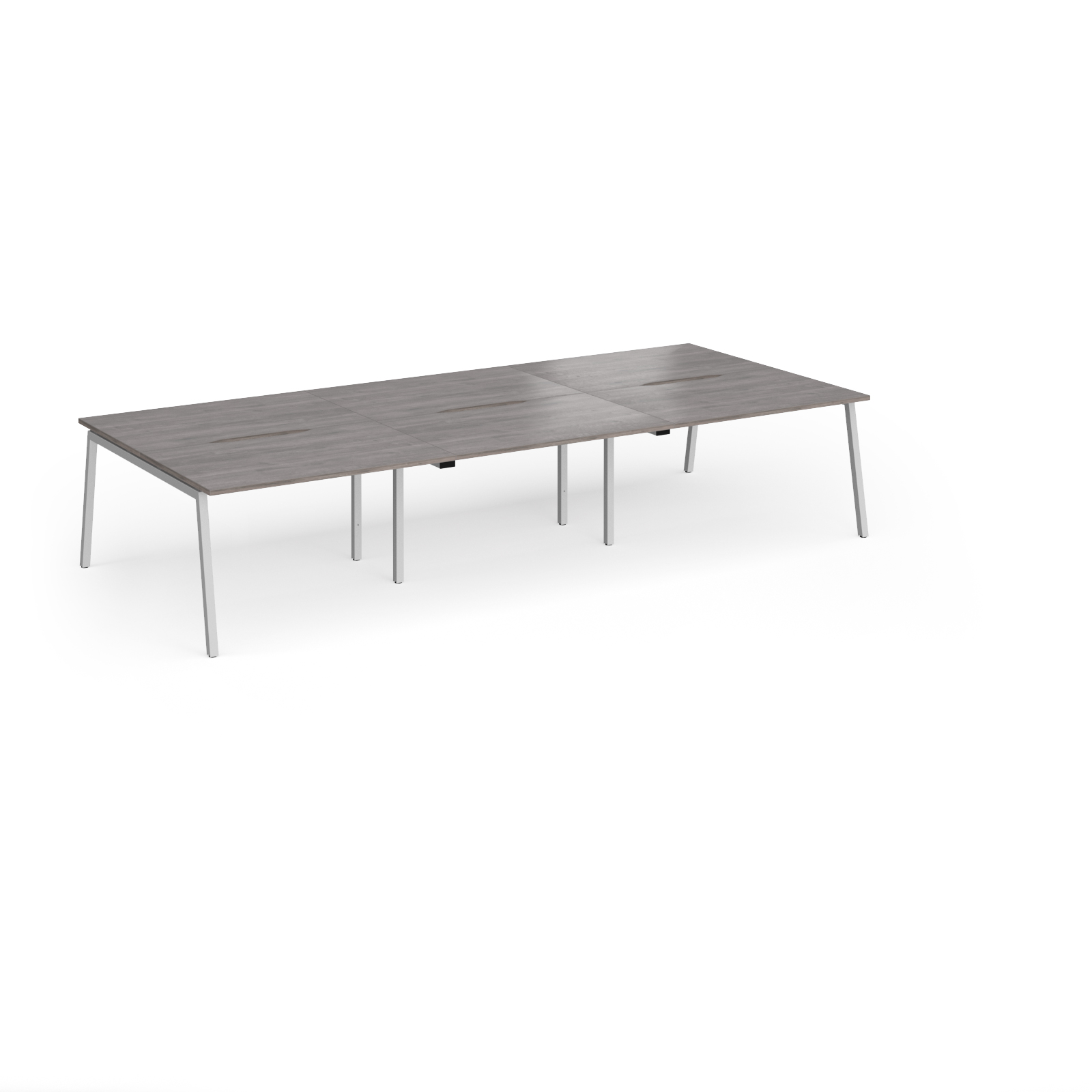 Picture of Connex Angled 3600 x 1600 x 725mm Back to Back Desk ( 6 x 1200mm ) - Silver Frame / Grey Oak Top