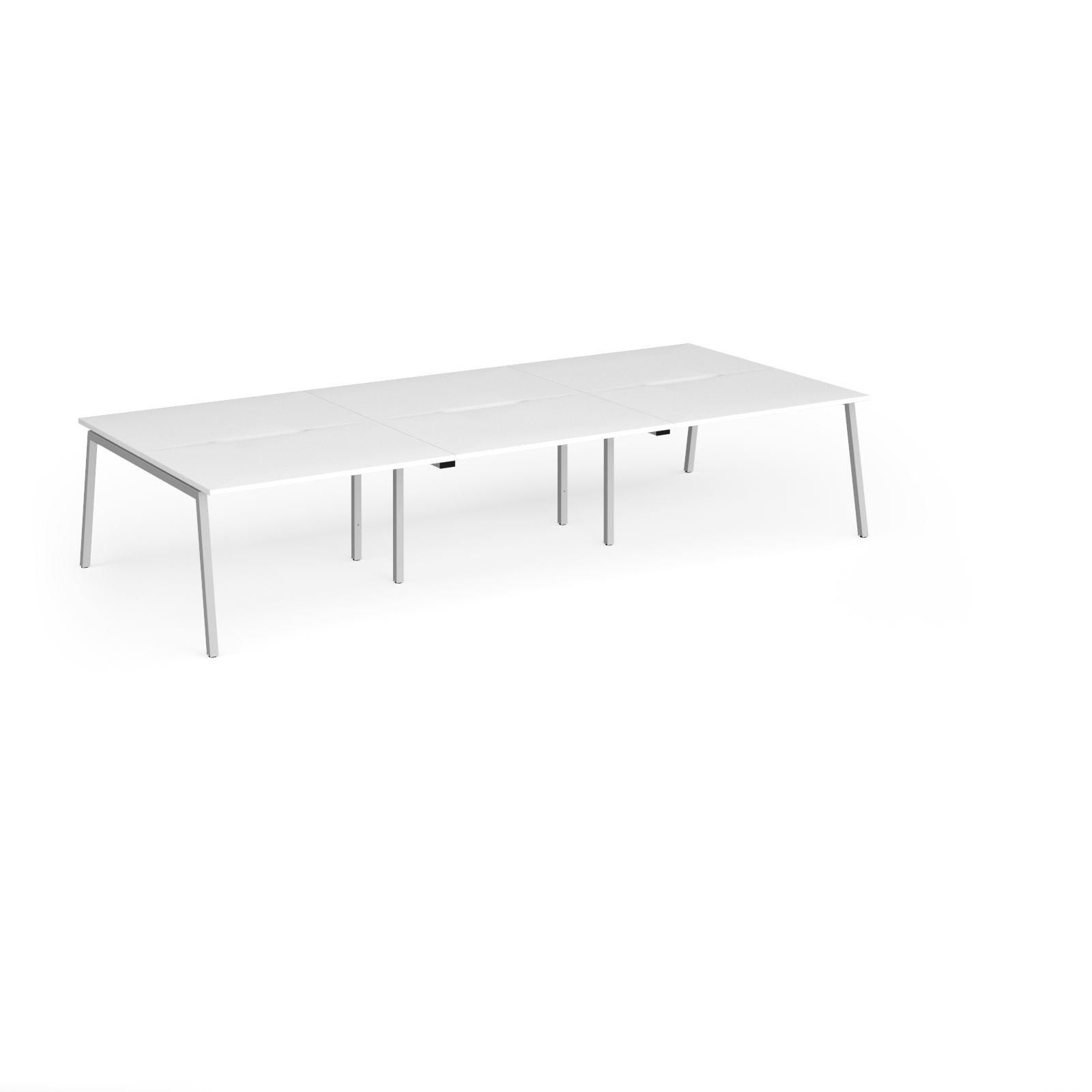 Picture of Connex Angled 3600 x 1600 x 725mm Back to Back Desk ( 6 x 1200mm ) - Silver Frame / White Top
