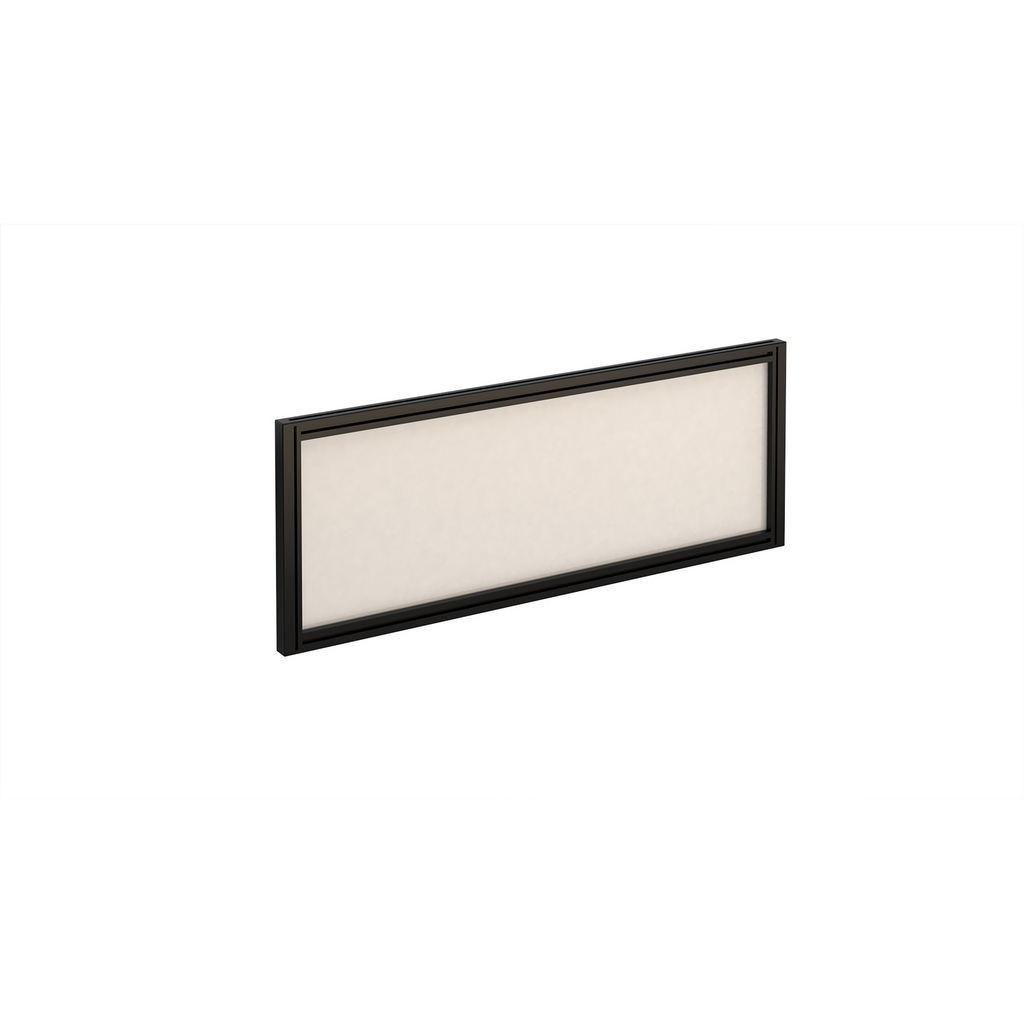Picture of Straight glazed desktop screen 1000mm x 380mm - polar white with black aluminium frame