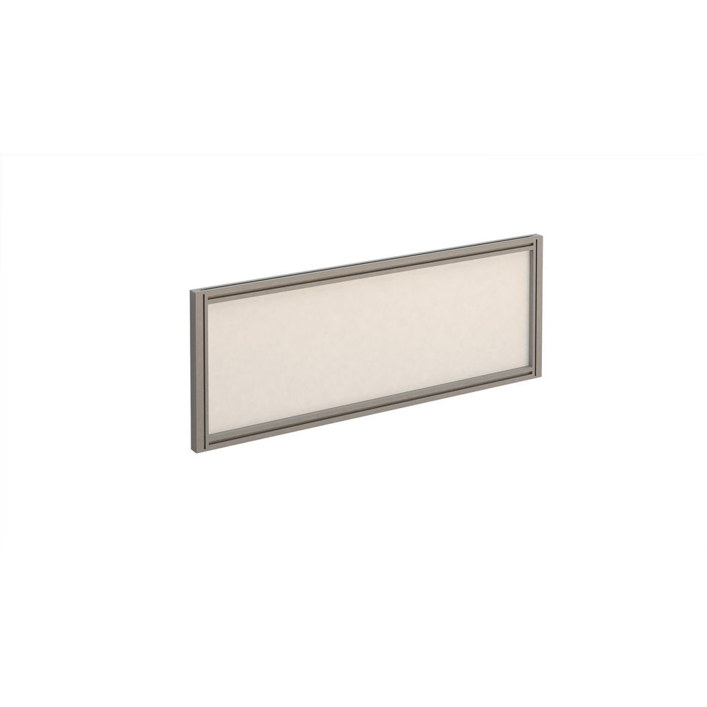 Picture of Straight glazed desktop screen 1000mm x 380mm - polar white with silver aluminium frame