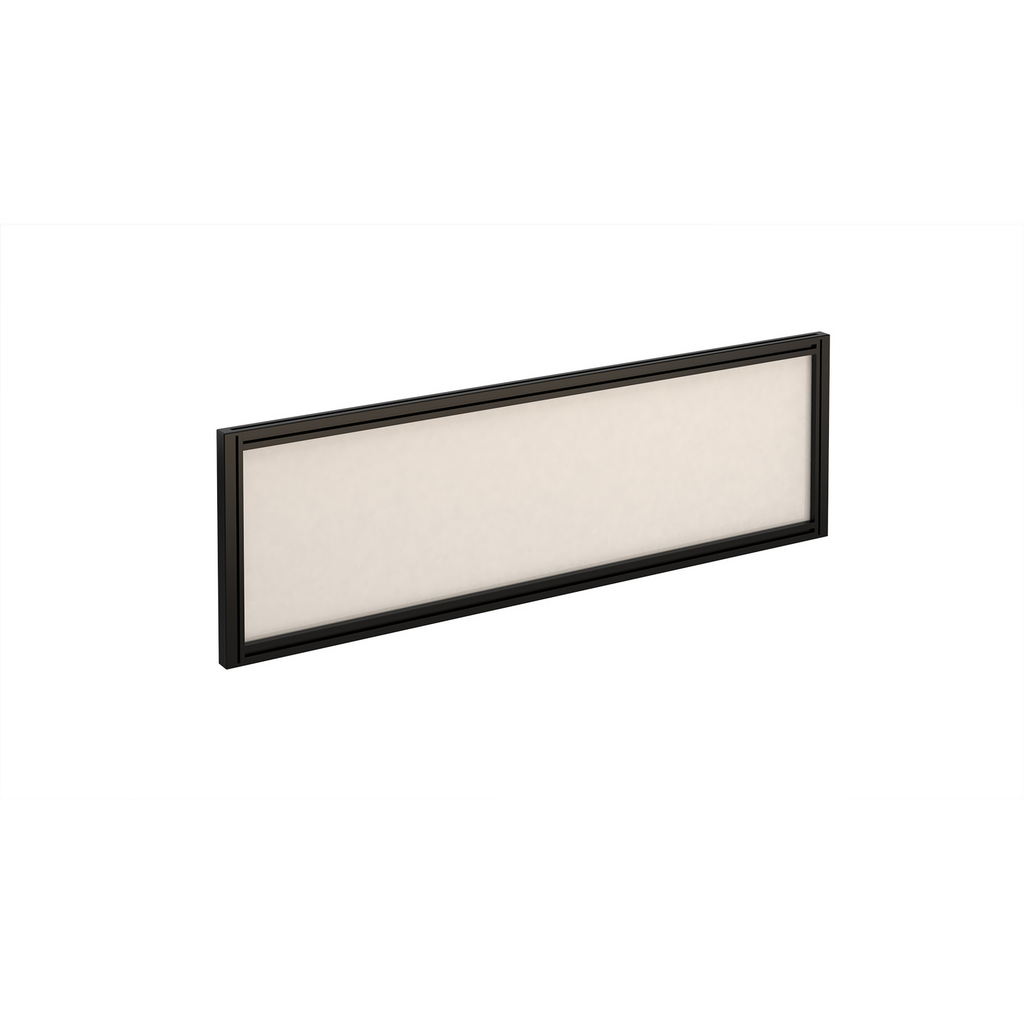 Picture of Straight glazed desktop screen 1200mm x 380mm - polar white with black aluminium frame