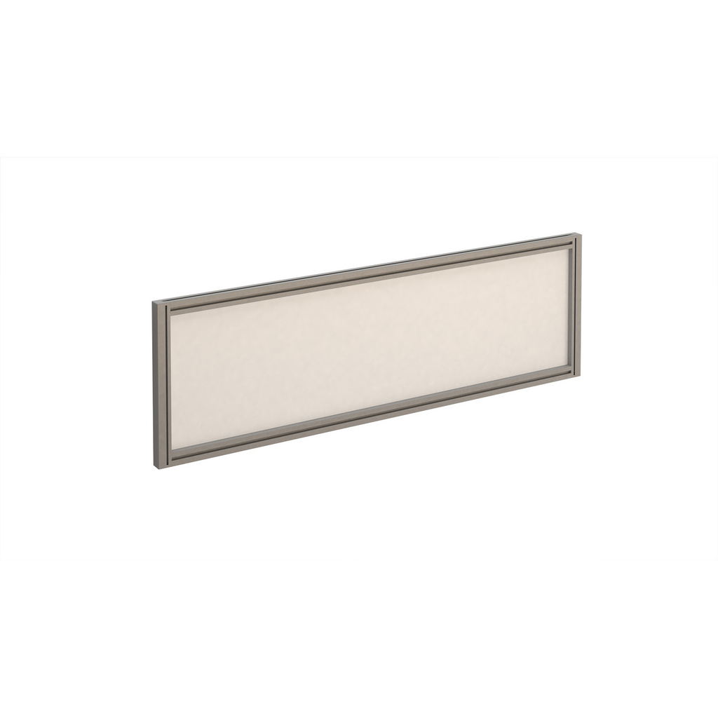 Picture of Straight glazed desktop screen 1200mm x 380mm - polar white with silver aluminium frame