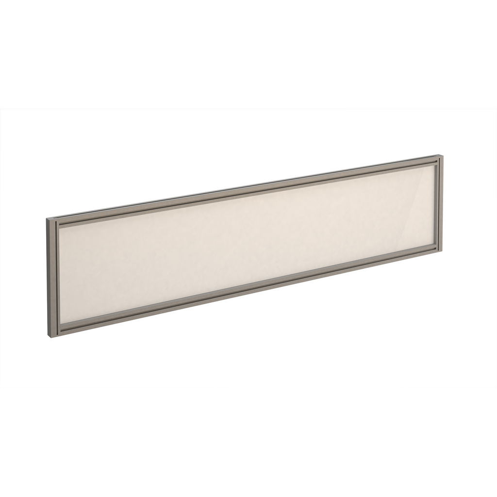 Picture of Straight glazed desktop screen 1600mm x 380mm - polar white with silver aluminium frame