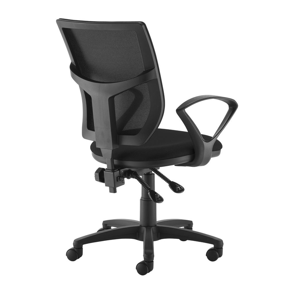 Picture of Altino 2 lever high mesh back operators chair with fixed arms - black