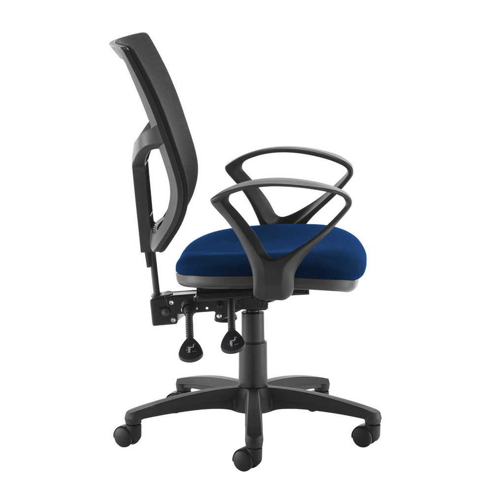 Picture of Altino 2 lever high mesh back operators chair with fixed arms - blue