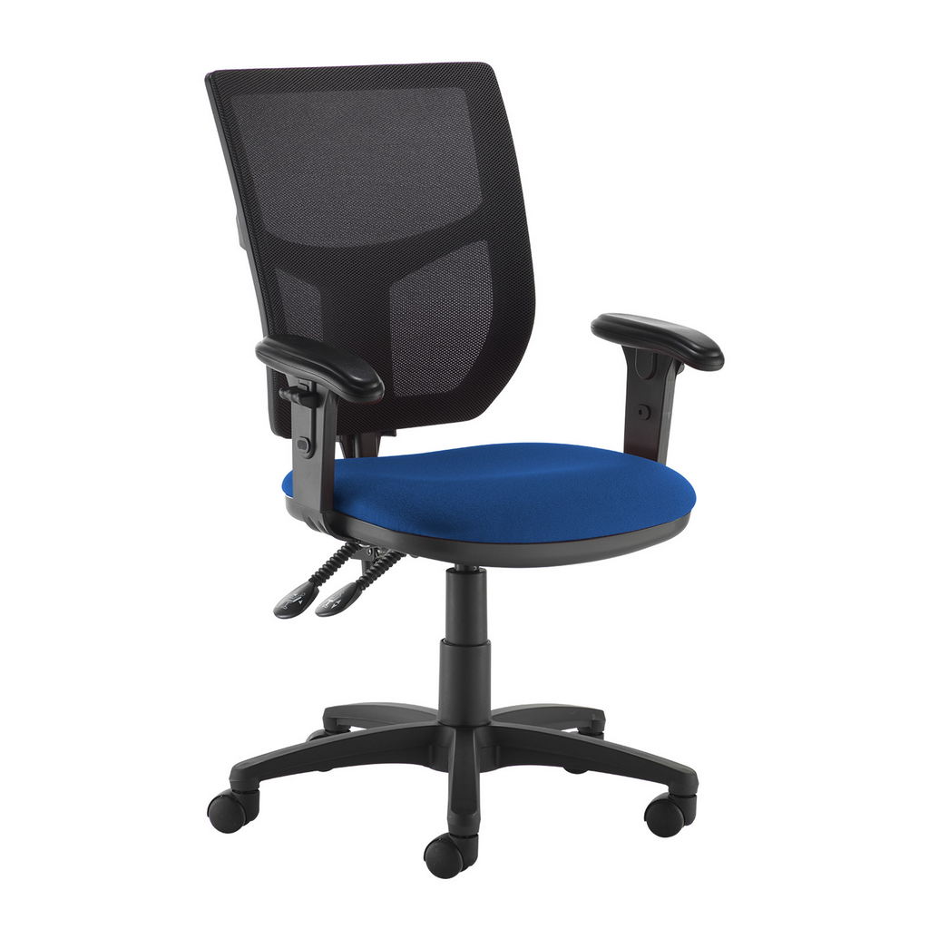 Picture of Altino 2 lever high mesh back operators chair with adjustable arms - blue