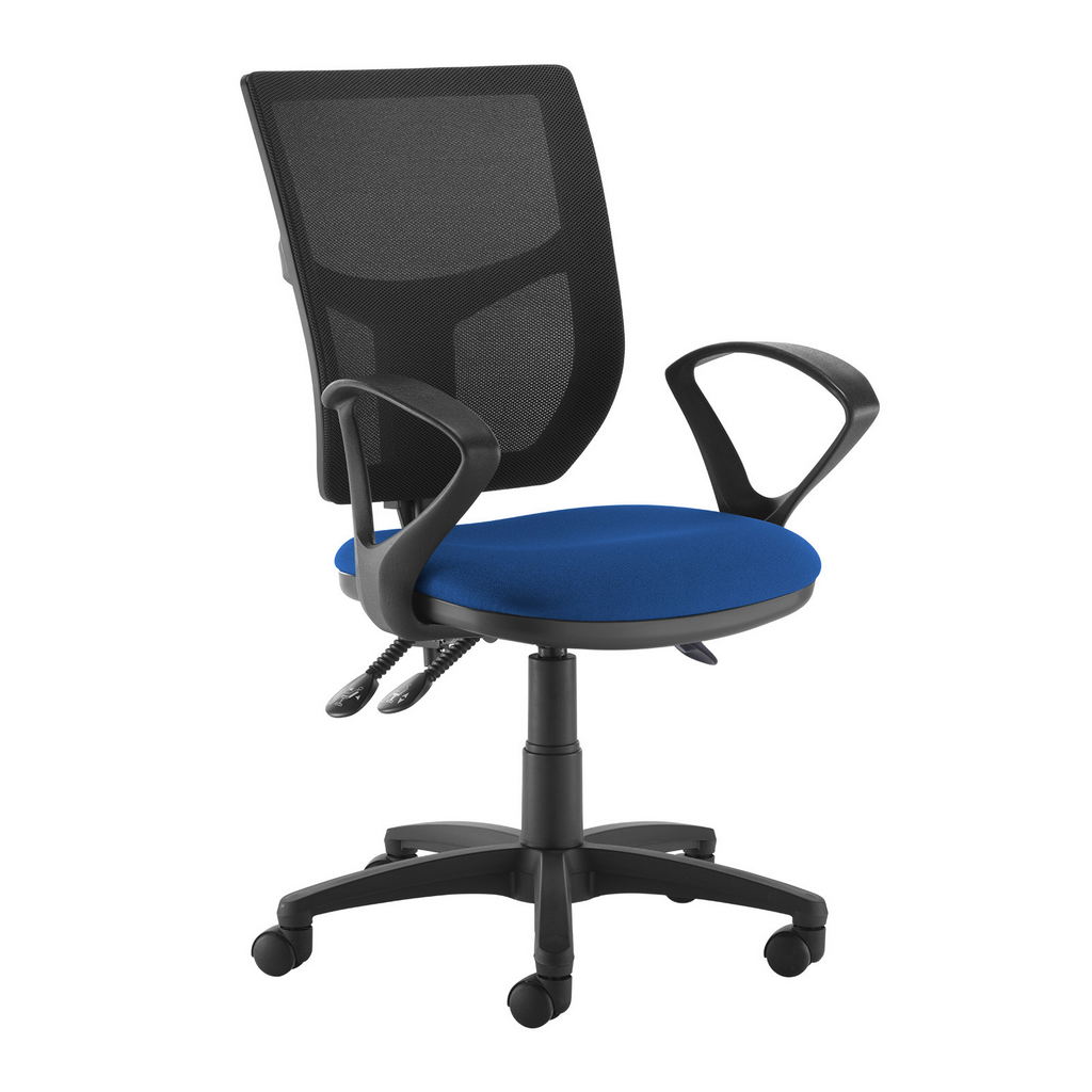 Picture of Altino mesh back asynchro operator chair with seat depth adjustment and fixed arms - blue