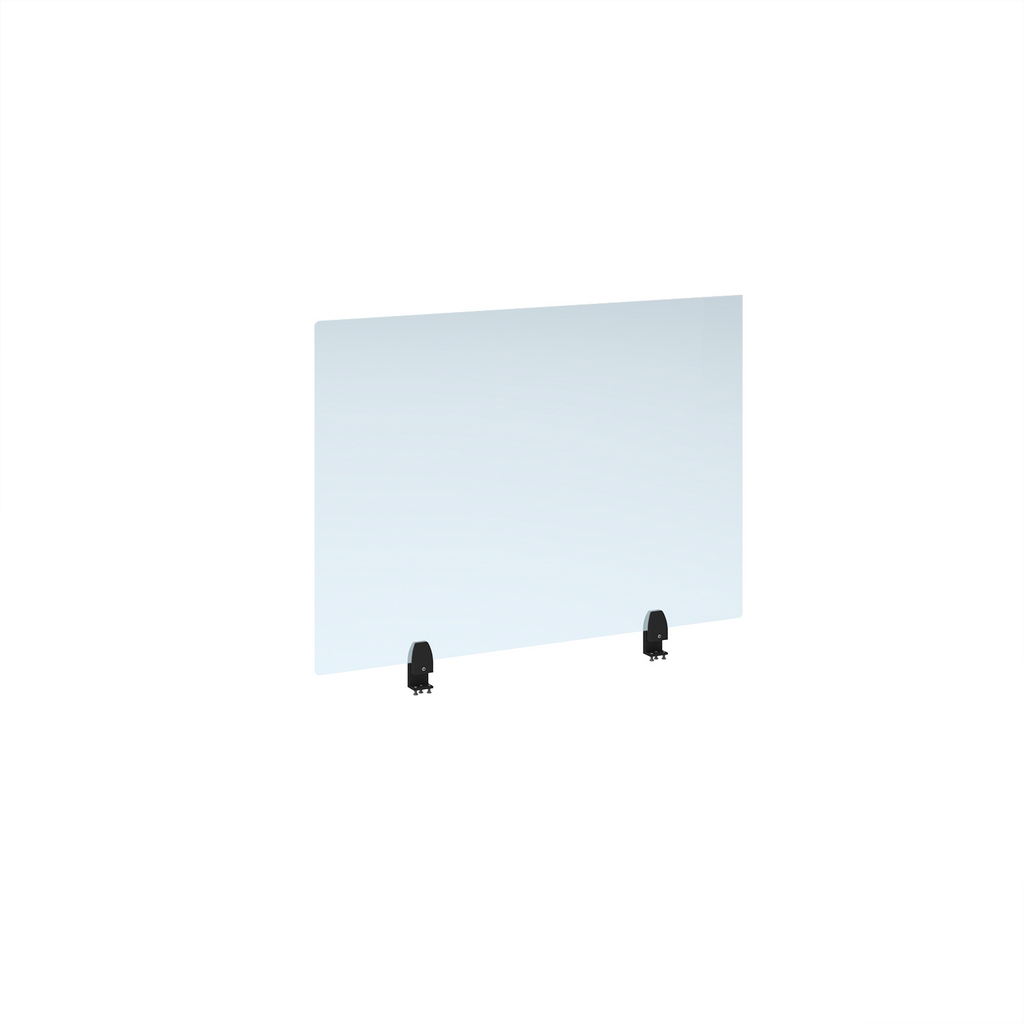 Picture of Straight high desktop acrylic screen with black brackets 1000mm x 700mm
