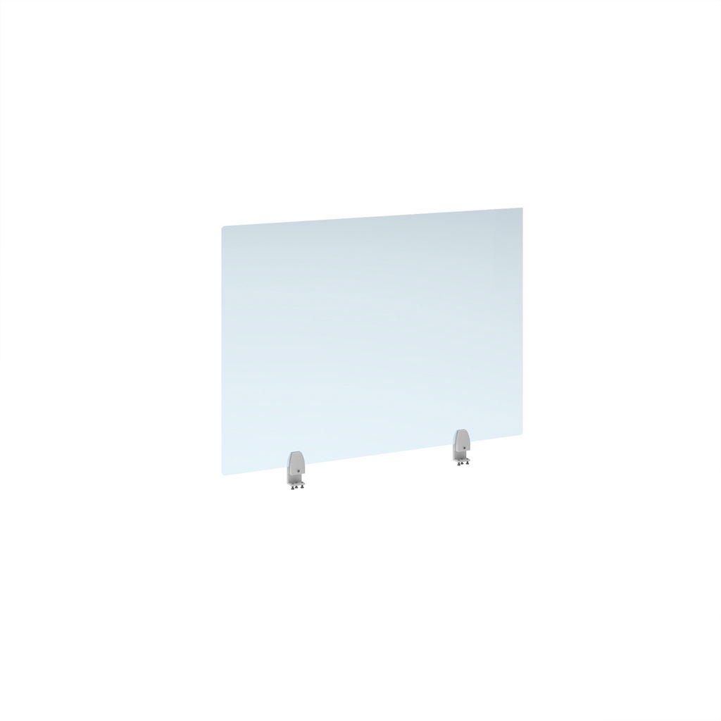 Picture of Straight high desktop acrylic screen with white brackets 1000mm x 700mm