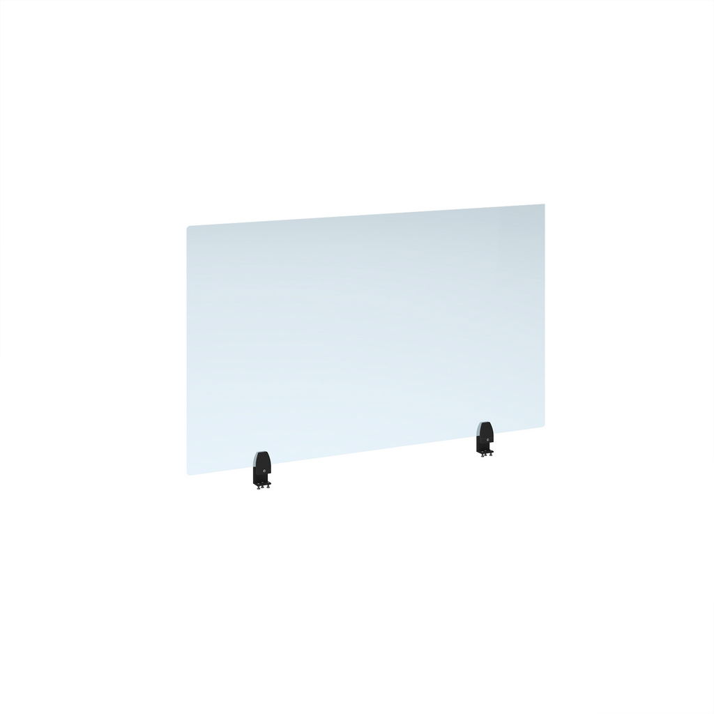 Picture of Straight high desktop acrylic screen with black brackets 1200mm x 700mm