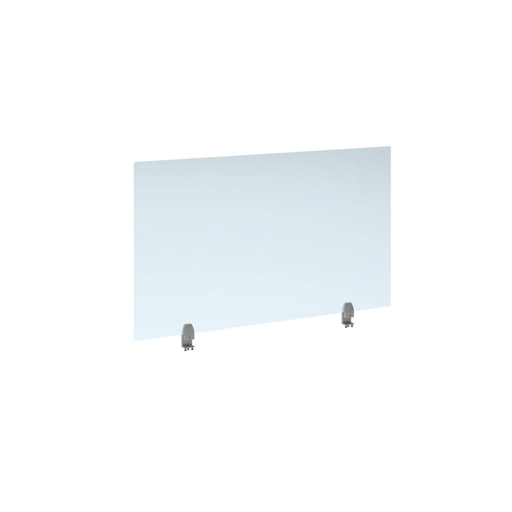 Picture of Straight high desktop acrylic screen with silver brackets 1200mm x 700mm
