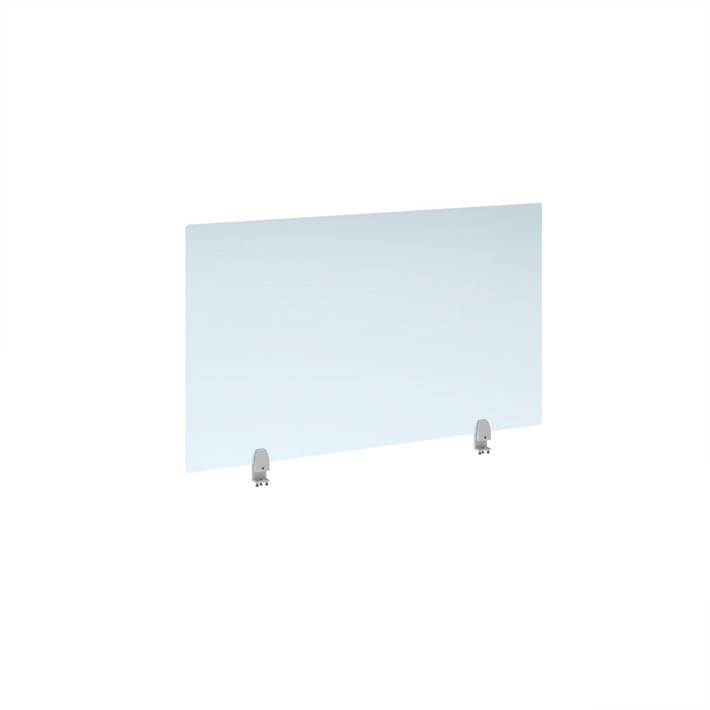 Picture of Straight high desktop acrylic screen with white brackets 1200mm x 700mm