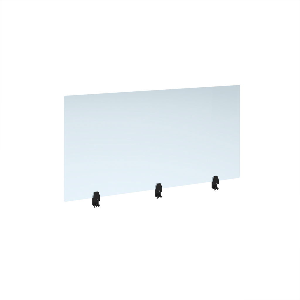 Picture of Straight high desktop acrylic screen with black brackets 1400mm x 700mm