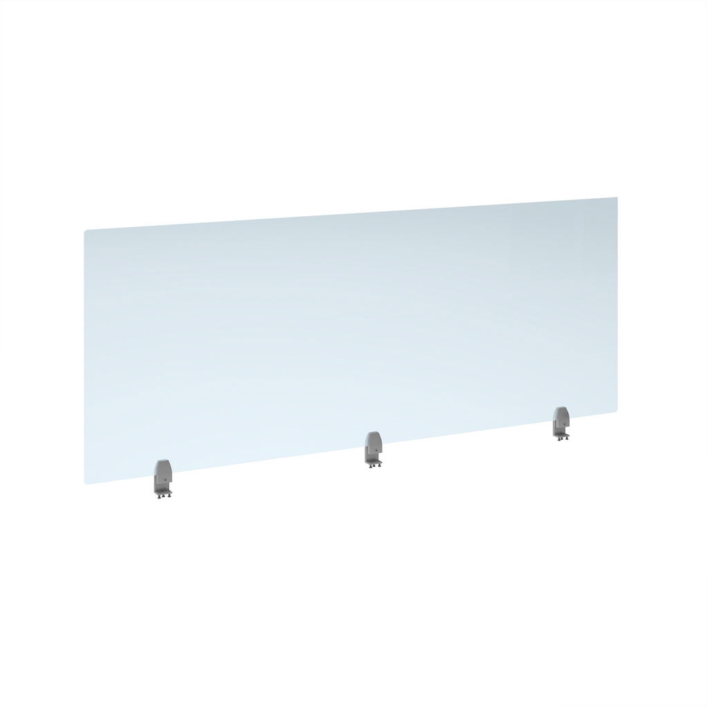 Picture of Straight high desktop acrylic screen with silver brackets 1800mm x 700mm