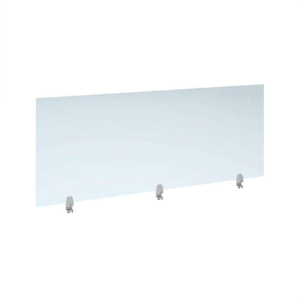 Picture of Straight high desktop acrylic screen with white brackets 1800mm x 700mm