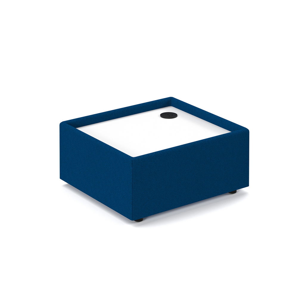 Picture of Alto modular reception seating wooden table with Ion power module - white top with maturity blue base