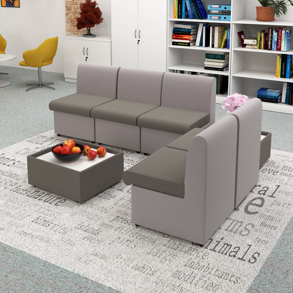 Picture of Alto modular reception seating wooden table with Ion power module - white top with present grey base