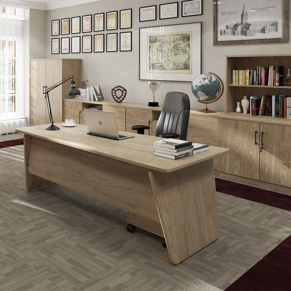 Picture of Anson executive desk with panel end legs 2000mm x 1000mm with modesty panel - barcelona walnut