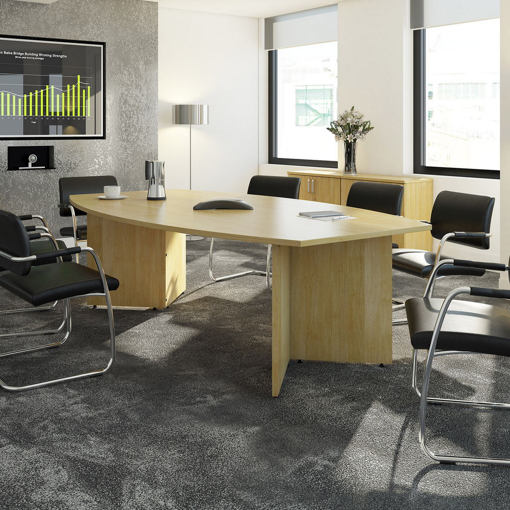 Picture of Arrow head leg rectangular boardroom table 2000mm x 1000mm in white with central cutout and Aero power module