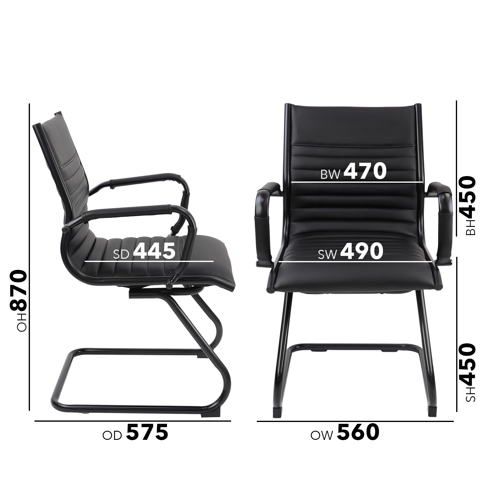 Picture of Bari executive visitors chair black frame - black faux leather