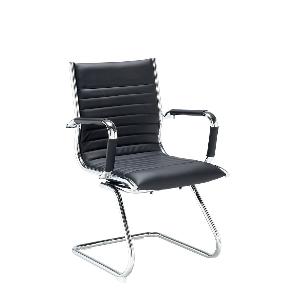 Picture of Bari executive visitors chair - black faux leather