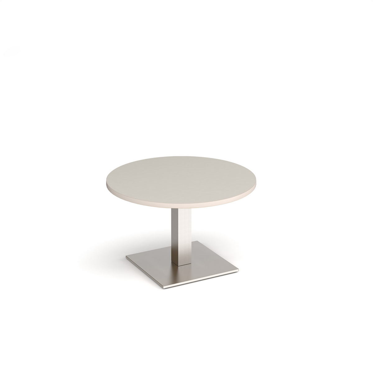 Picture of Brescia circular coffee table with flat square brushed steel base 800mm - Light grey