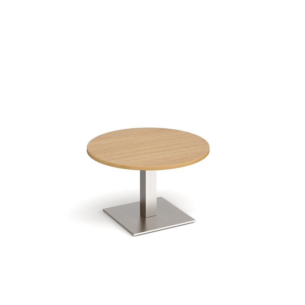 Picture of Brescia circular coffee table with flat square brushed steel base 800mm - oak
